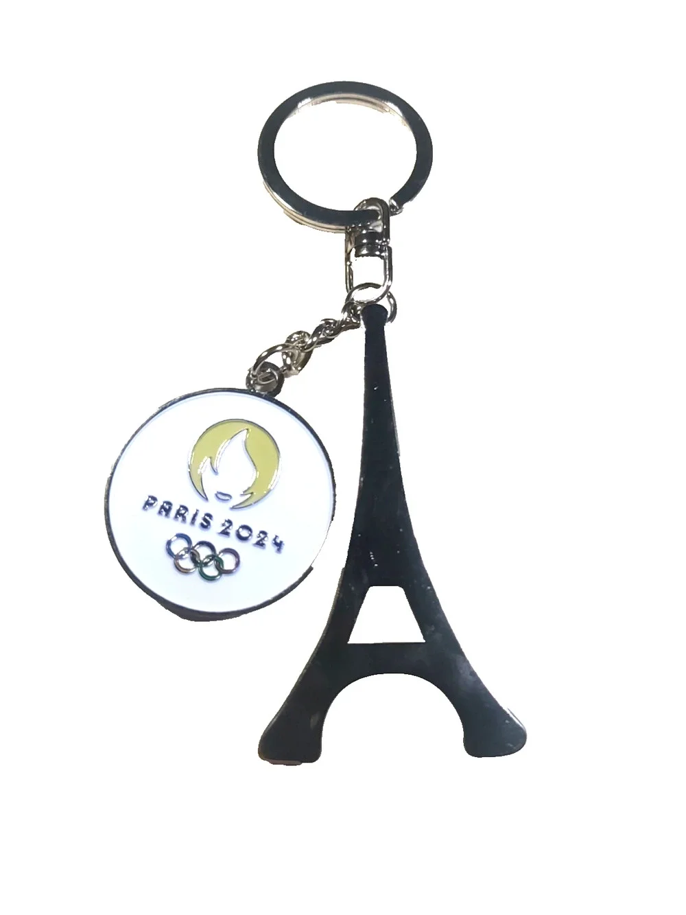 Paris 2024 Olympics Eiffel Tower Silver Tone White